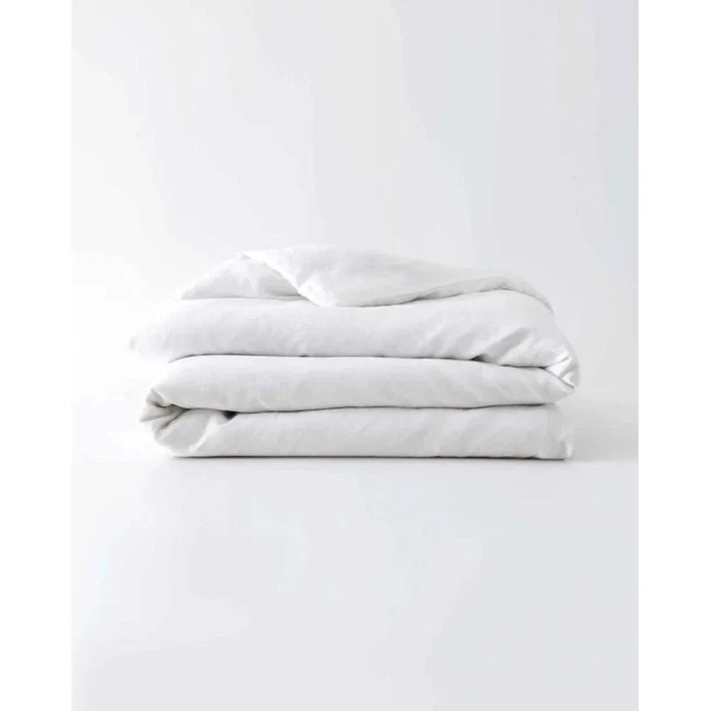 Baloo French Linen Throw 42x72 Duvet Cover White & Standard Shams Set